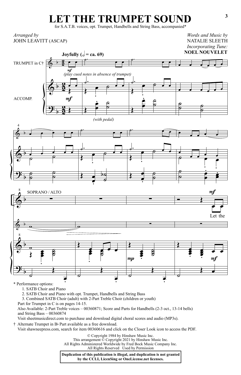 NATALIE SLEETH Let The Trumpet Sound (arr. John Leavitt) sheet music notes and chords arranged for SATB Choir