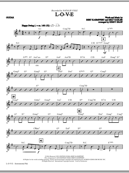 Natalie Cole L-O-V-E (arr. Kirby Shaw) - Guitar sheet music notes and chords. Download Printable PDF.