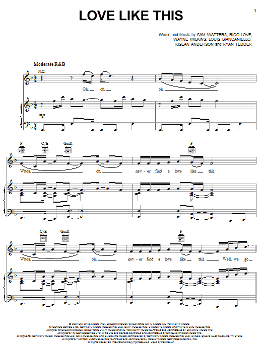 Natasha Bedingfield featuring Sean Kingston Love Like This sheet music notes and chords arranged for Piano, Vocal & Guitar Chords (Right-Hand Melody)