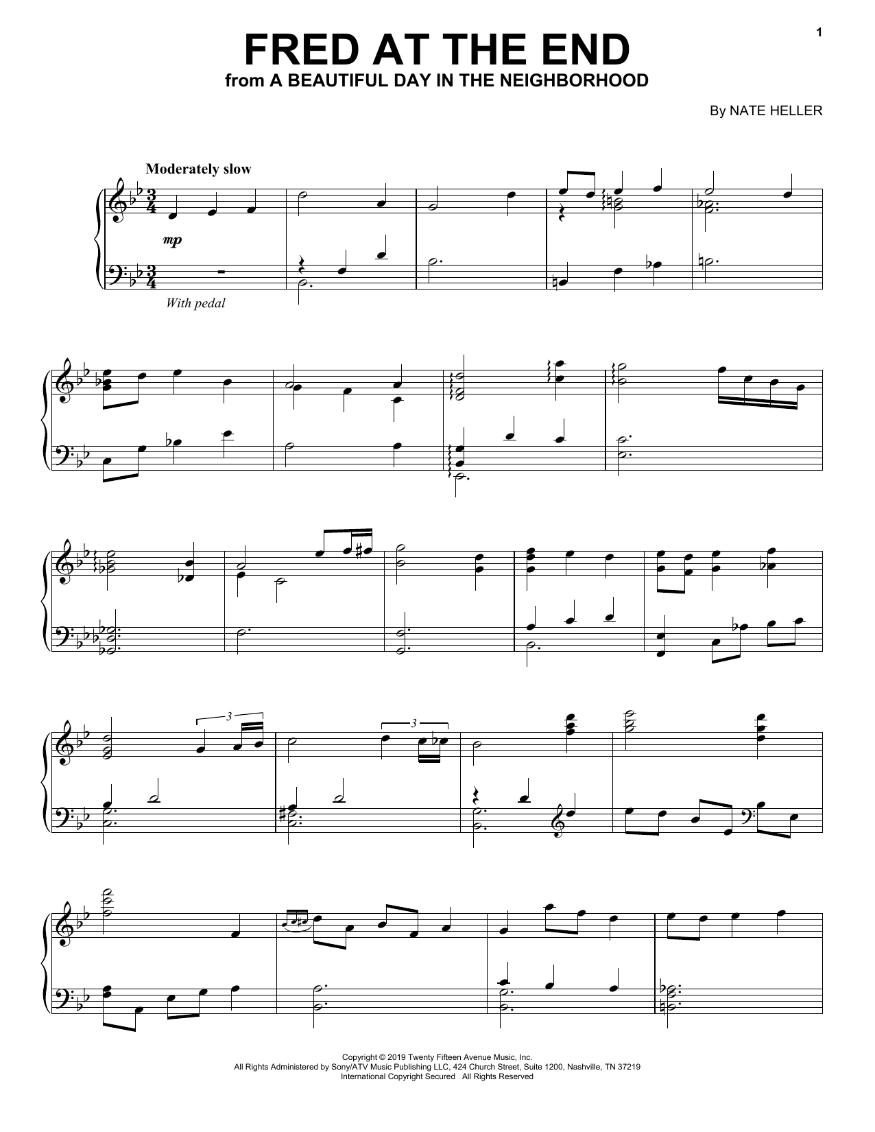 Nate Heller Fred At The End (from A Beautiful Day in the Neighborhood) sheet music notes and chords arranged for Piano Solo