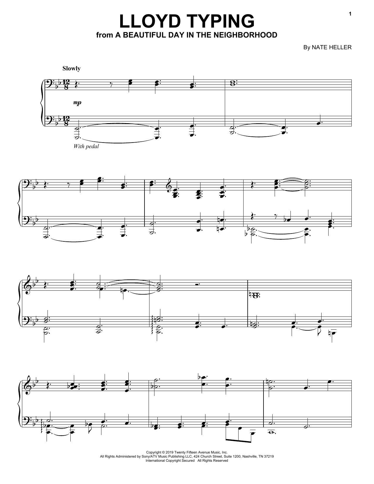 Nate Heller Lloyd Typing (from A Beautiful Day in the Neighborhood) sheet music notes and chords arranged for Piano Solo