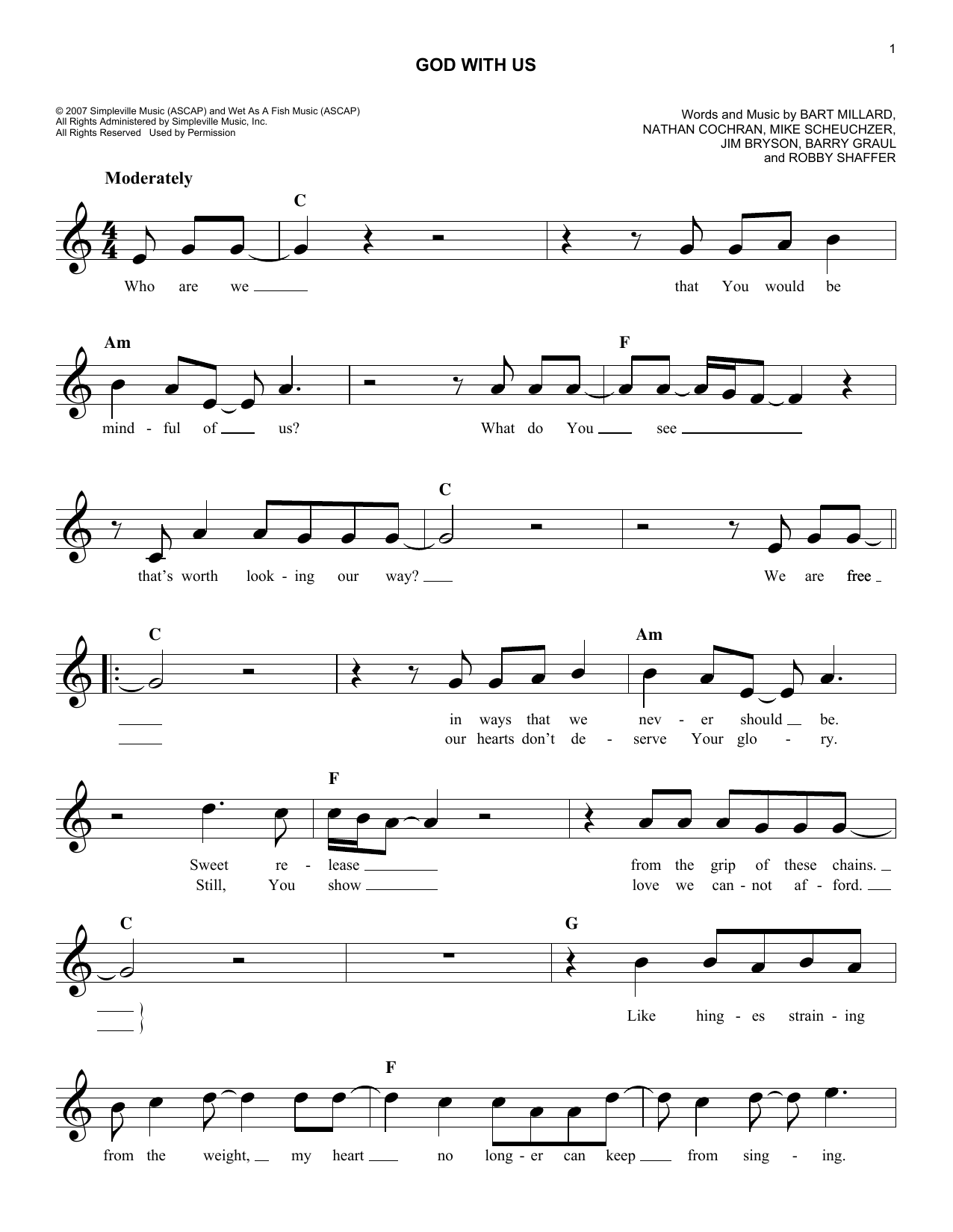 Nathan Cochran God With Us sheet music notes and chords arranged for Lead Sheet / Fake Book