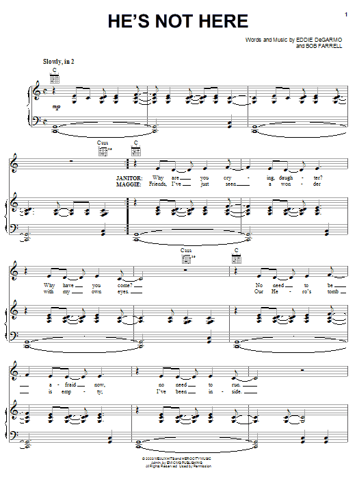 Nathan Lee He's Not Here sheet music notes and chords arranged for Piano, Vocal & Guitar Chords (Right-Hand Melody)