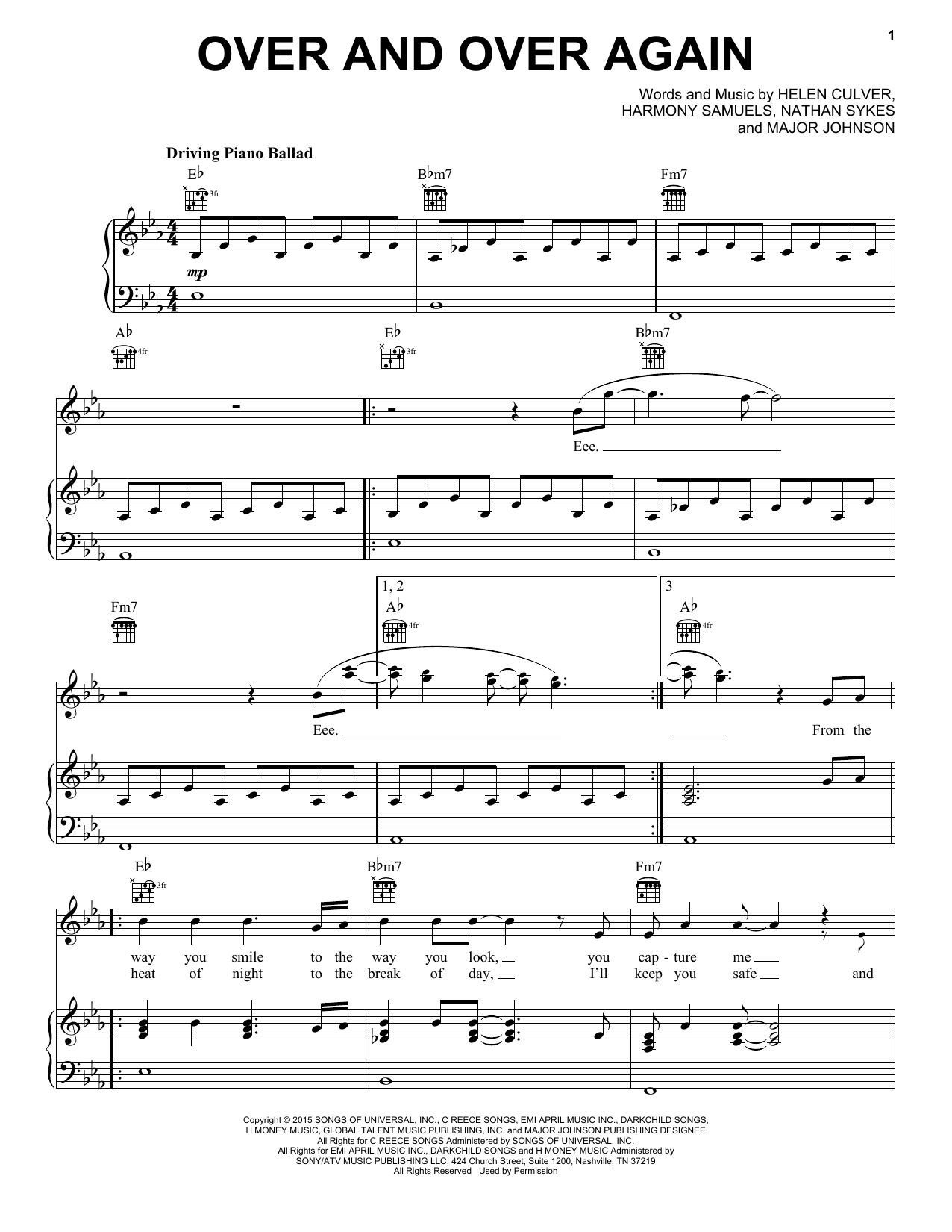 Nathan Sykes feat. Ariana Grande Over And Over Again sheet music notes and chords arranged for Piano, Vocal & Guitar Chords (Right-Hand Melody)