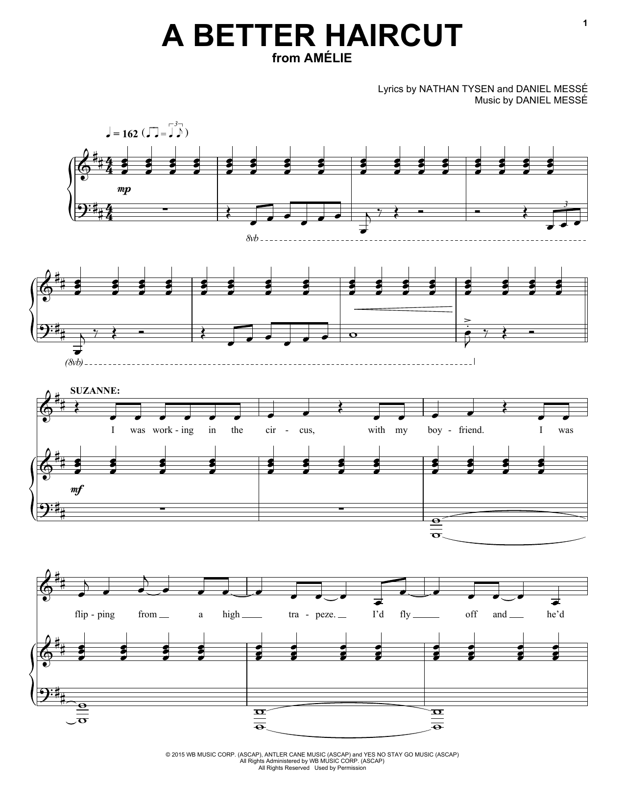 Nathan Tysen & Daniel Messé A Better Haircut (from Amélie The Musical) sheet music notes and chords arranged for Piano & Vocal