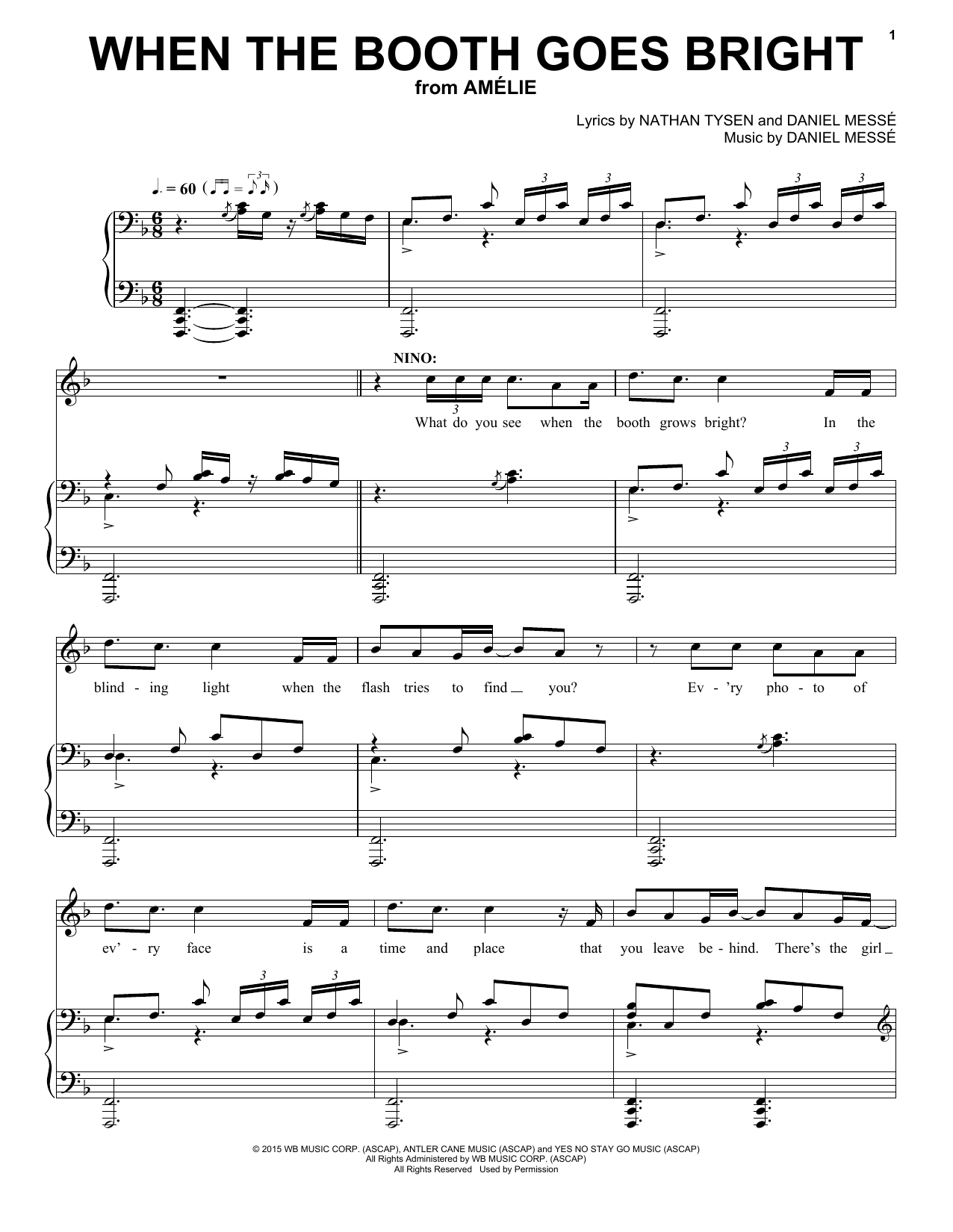 Nathan Tysen & Daniel Messé When The Booth Goes Bright (from Amélie The Musical) sheet music notes and chords arranged for Piano & Vocal