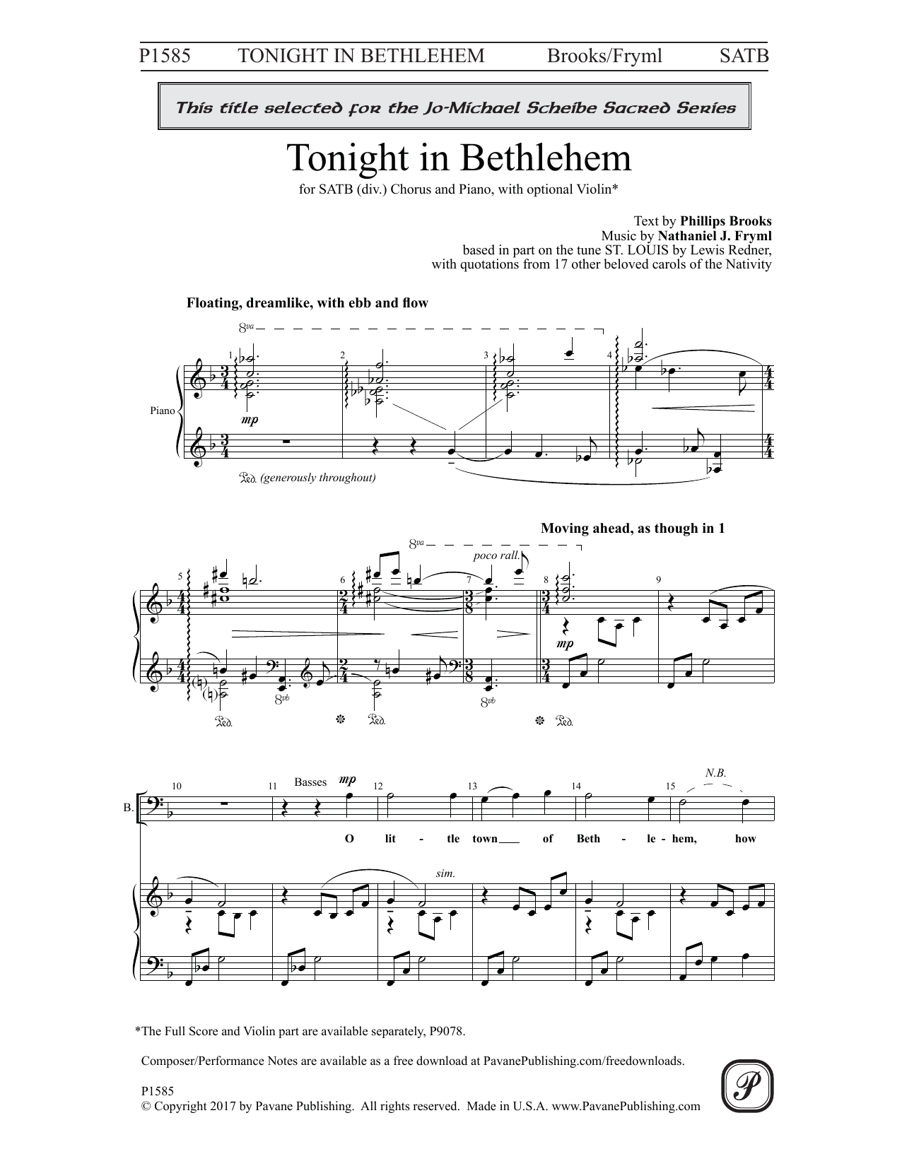 Nathaniel J. Fryml Tonight In Bethlehem sheet music notes and chords arranged for SATB Choir