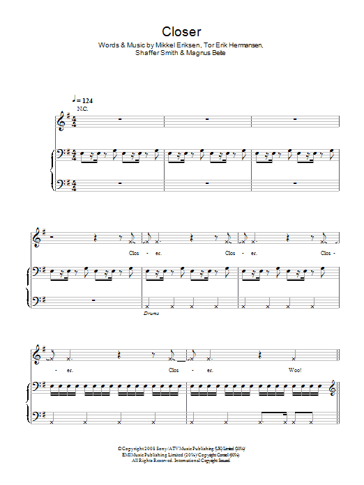 Ne-Yo Closer sheet music notes and chords arranged for Piano, Vocal & Guitar Chords