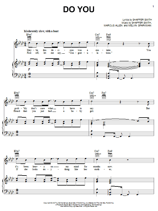 Ne-Yo Do You sheet music notes and chords arranged for Piano, Vocal & Guitar Chords (Right-Hand Melody)