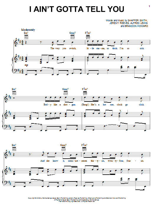 Ne-Yo I Ain't Gotta Tell You sheet music notes and chords arranged for Piano, Vocal & Guitar Chords (Right-Hand Melody)