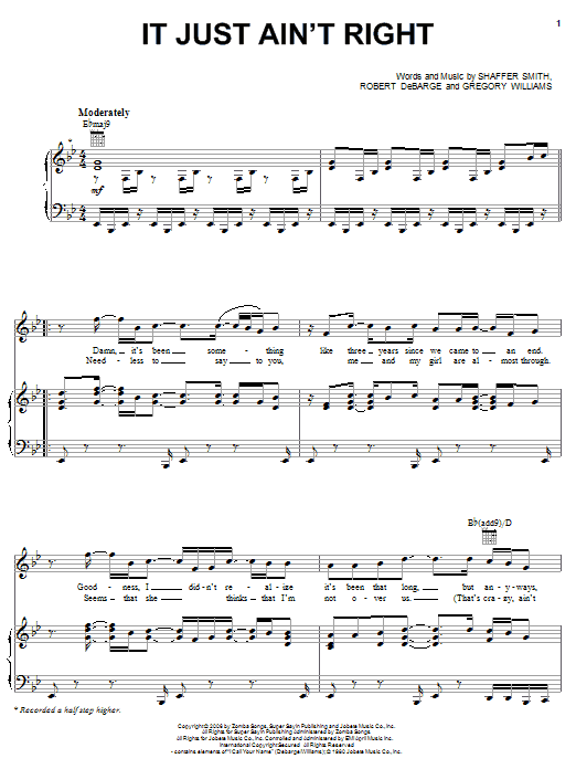 Ne-Yo It Just Ain't Right sheet music notes and chords arranged for Piano, Vocal & Guitar Chords (Right-Hand Melody)