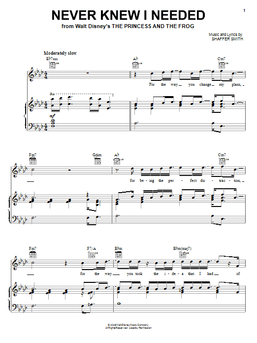 Ne-Yo Never Knew I Needed sheet music notes and chords arranged for Easy Piano