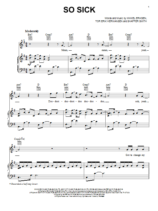 Ne-Yo So Sick sheet music notes and chords arranged for Piano, Vocal & Guitar Chords (Right-Hand Melody)