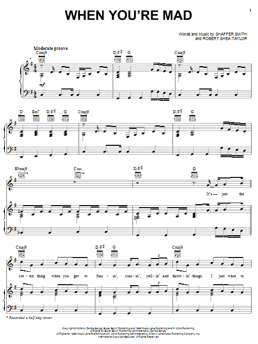 Ne-Yo When You're Mad sheet music notes and chords arranged for Piano, Vocal & Guitar Chords (Right-Hand Melody)