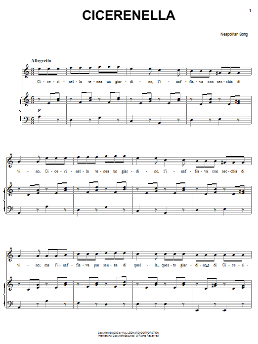 Neapolitan Song Cicerenella sheet music notes and chords arranged for Solo Guitar