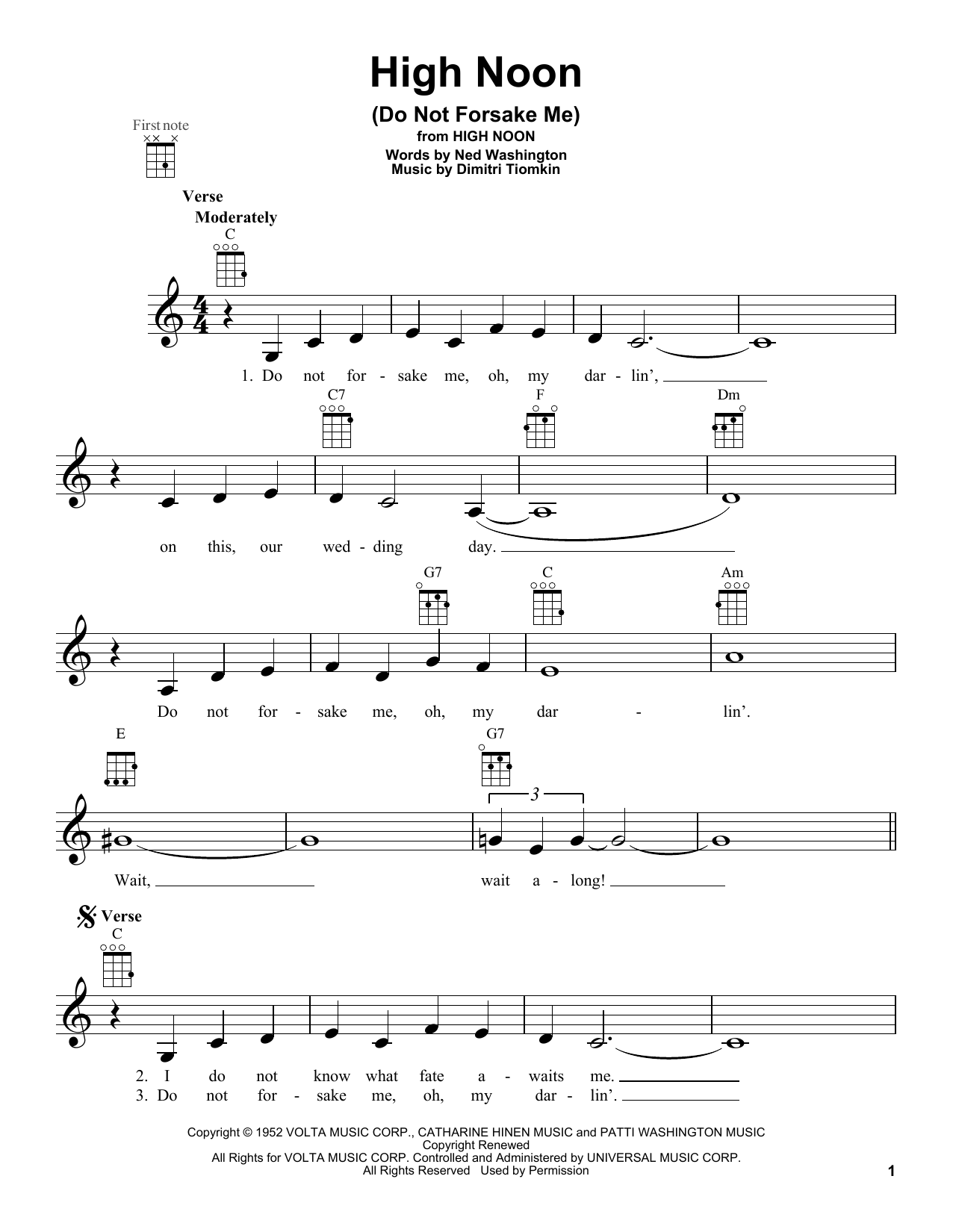 Ned Washington High Noon (Do Not Forsake Me) sheet music notes and chords arranged for Easy Lead Sheet / Fake Book