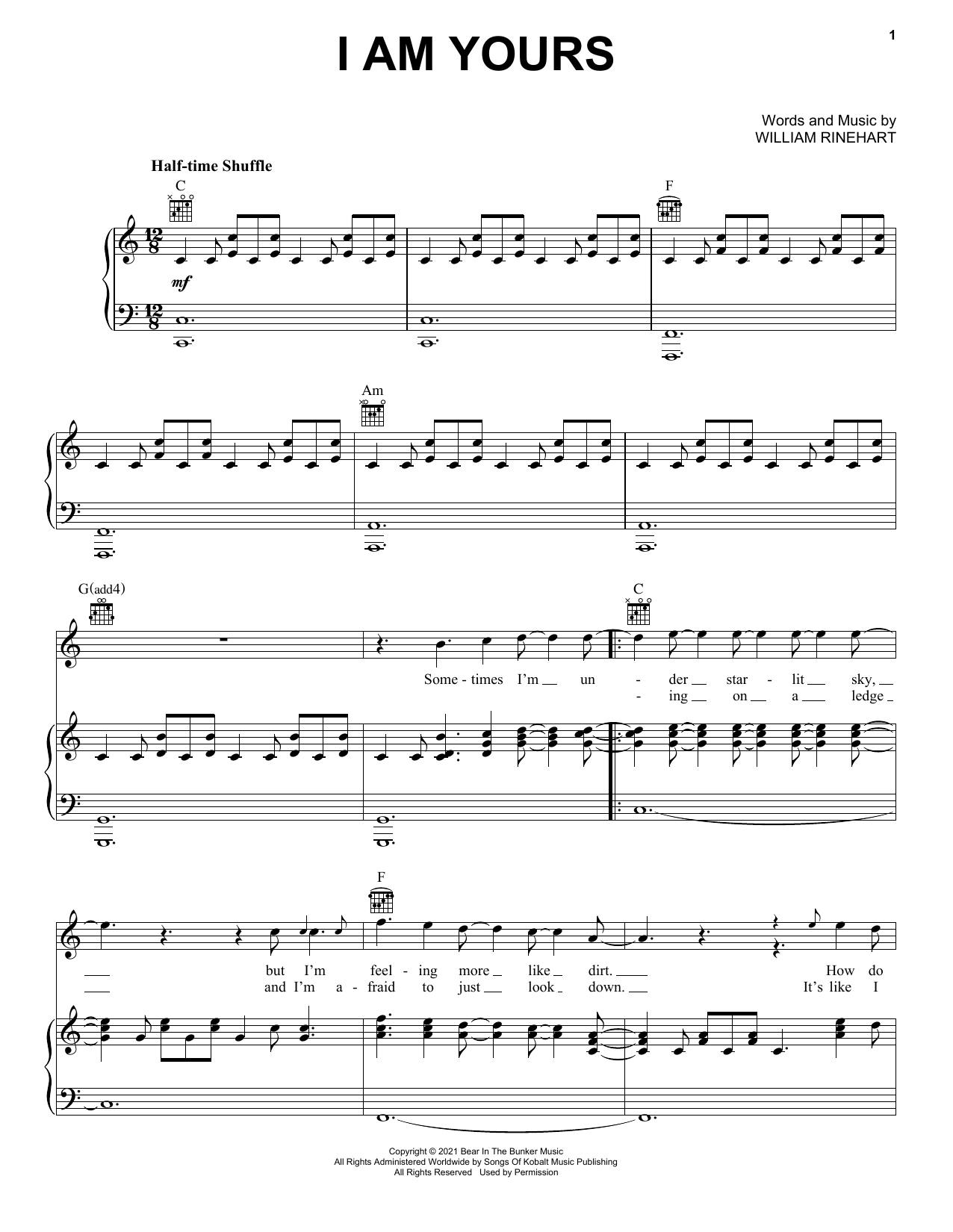 NEEDTOBREATHE I Am Yours sheet music notes and chords arranged for Piano, Vocal & Guitar Chords (Right-Hand Melody)