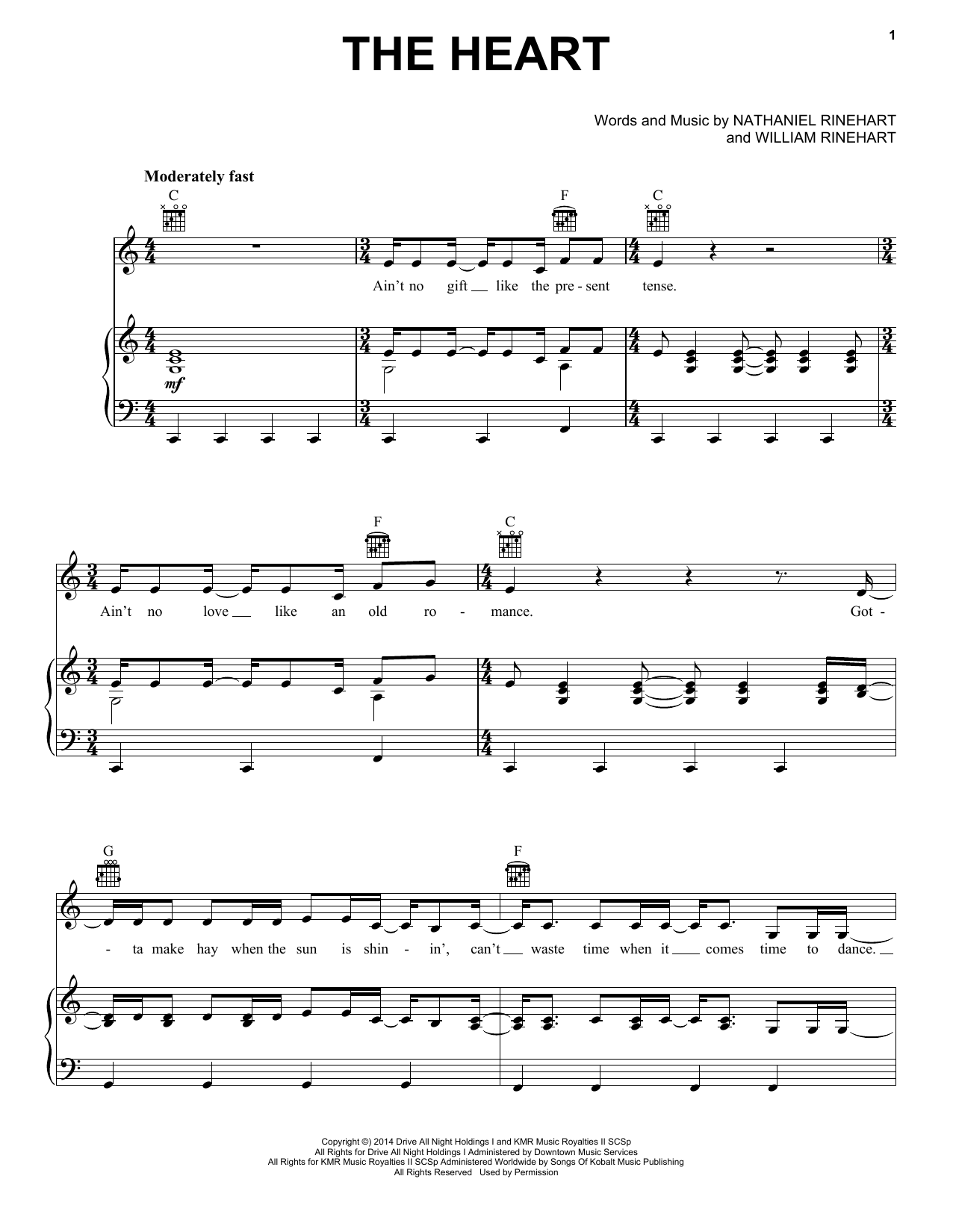 NEEDTOBREATHE The Heart sheet music notes and chords arranged for Piano, Vocal & Guitar Chords (Right-Hand Melody)