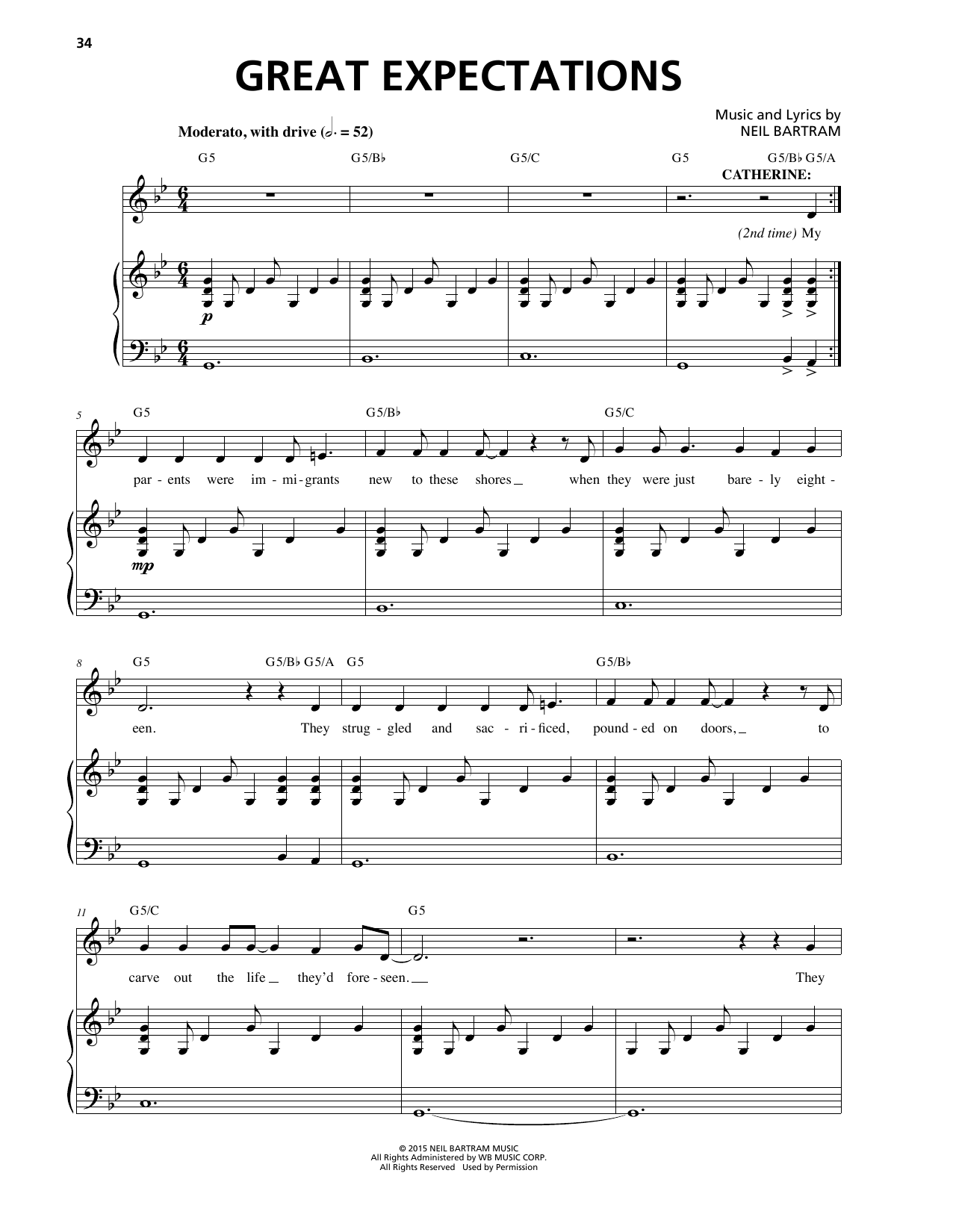Neil Bartram Great Expectations (from The Theory Of Relativity) sheet music notes and chords arranged for Piano & Vocal