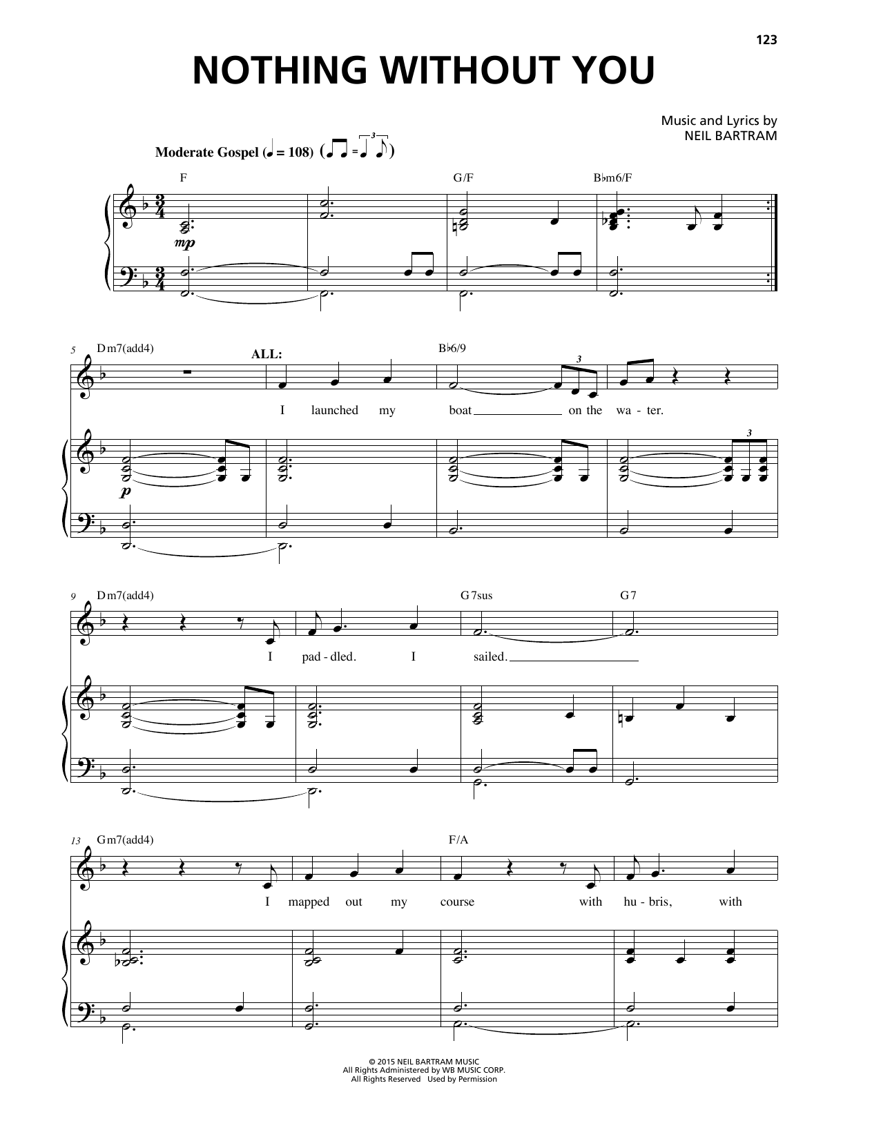 Neil Bartram Nothing Without You (from The Theory Of Relativity) sheet music notes and chords arranged for Piano & Vocal