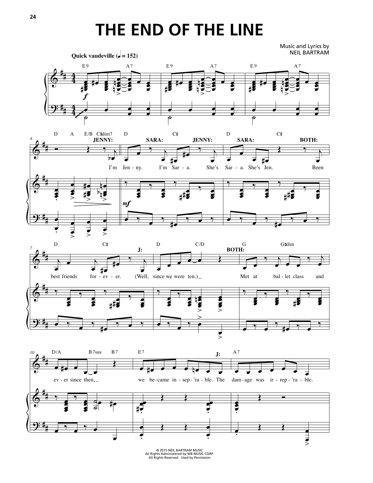 Neil Bartram The End Of The Line (from The Theory Of Relativity) sheet music notes and chords arranged for Piano & Vocal