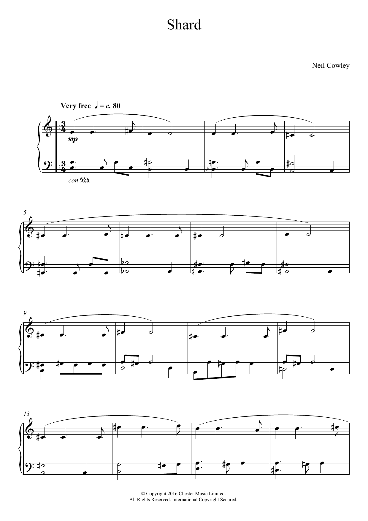 Neil Cowley Shard sheet music notes and chords arranged for Easy Piano