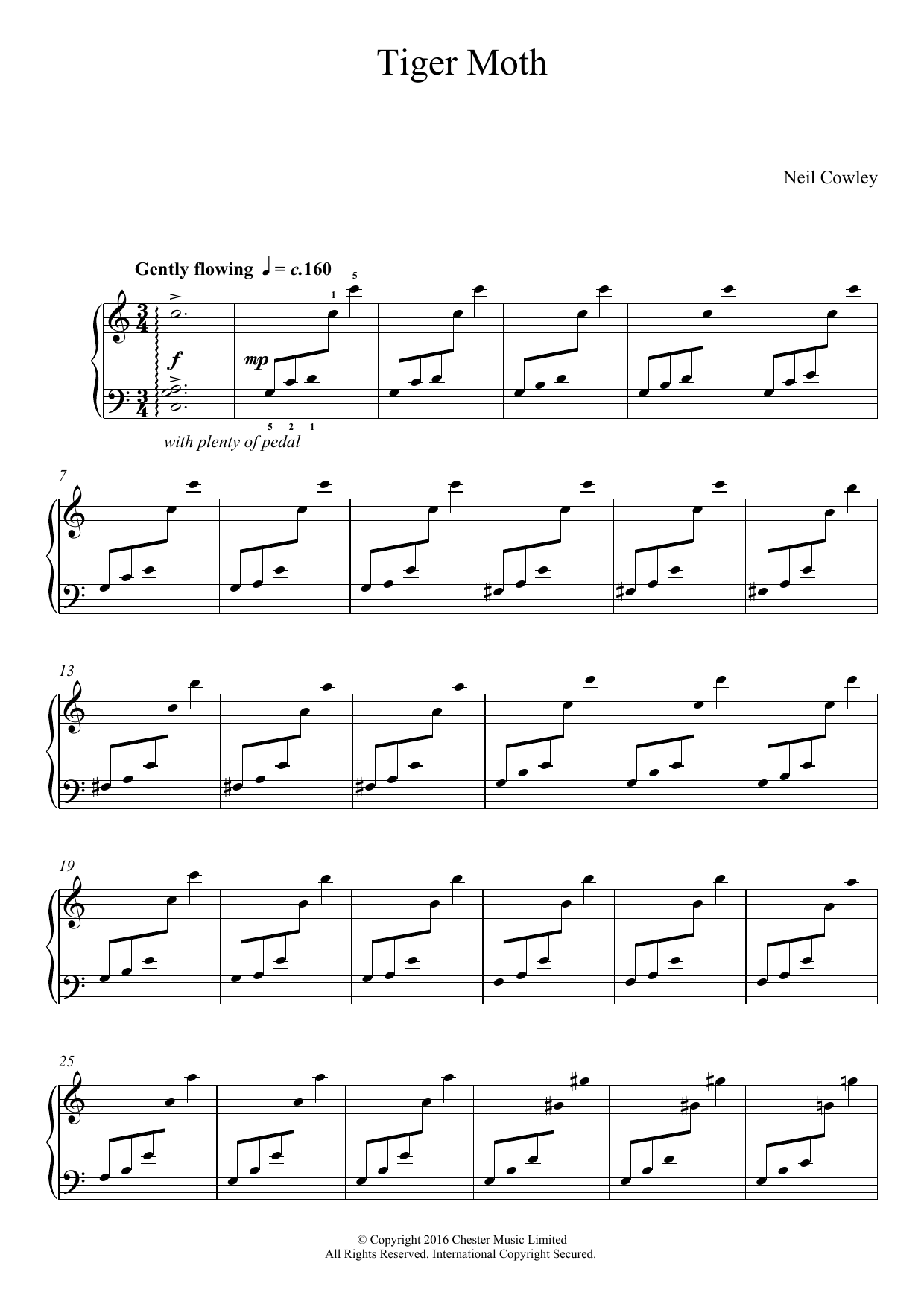 Neil Cowley Tiger Moth sheet music notes and chords arranged for Easy Piano
