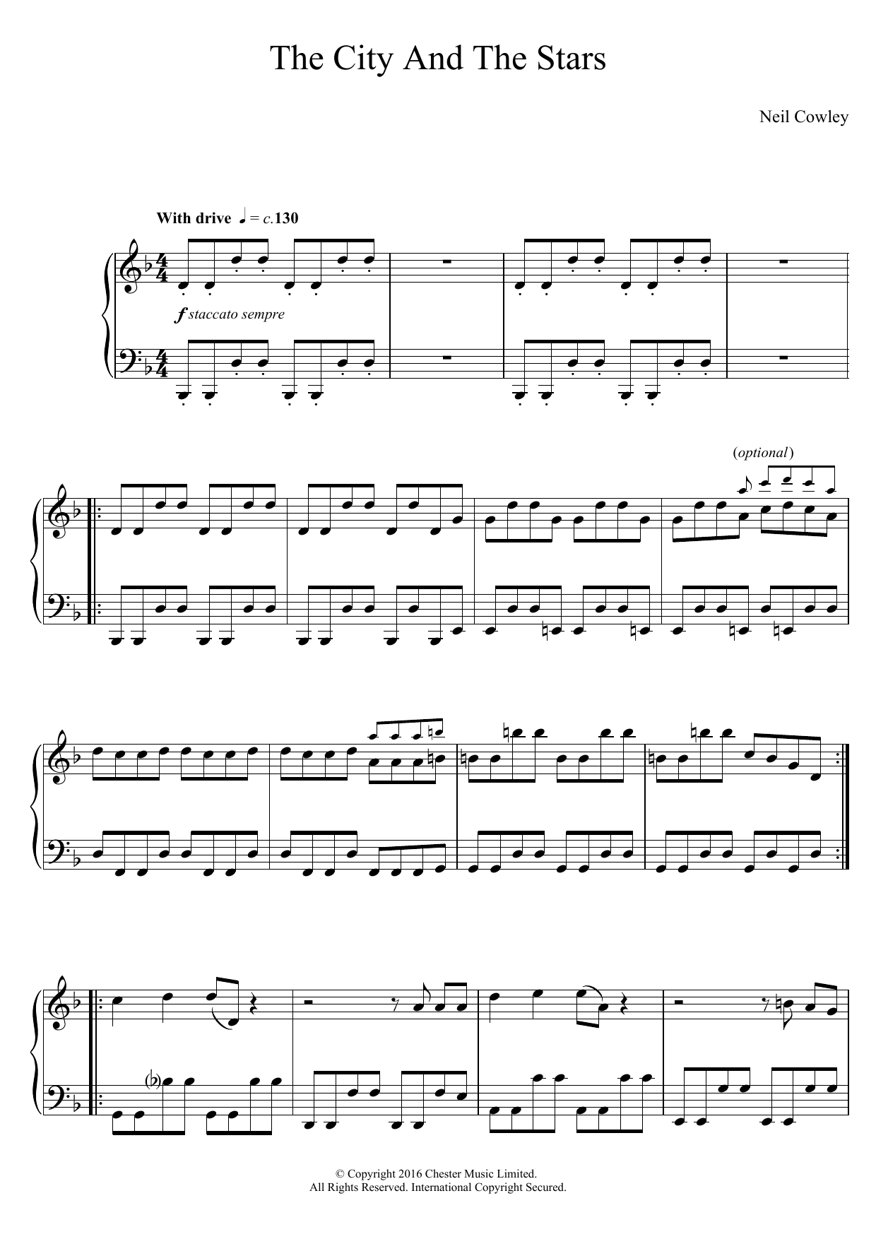 Neil Cowley Trio The City And The Stars sheet music notes and chords arranged for Piano Solo