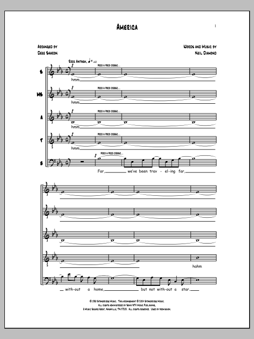 Neil Diamond America (arr. Neil Diamond) sheet music notes and chords arranged for SSATB Choir