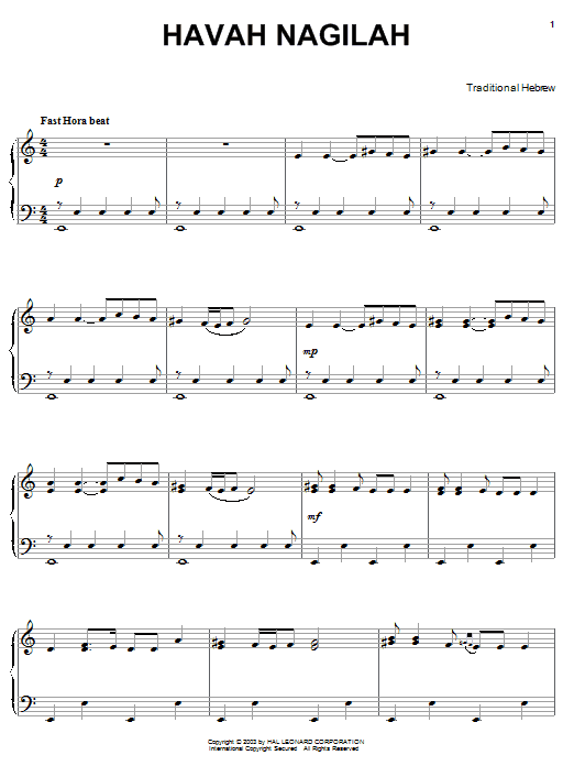 Neil Diamond Hava Nagilah sheet music notes and chords arranged for Piano Solo