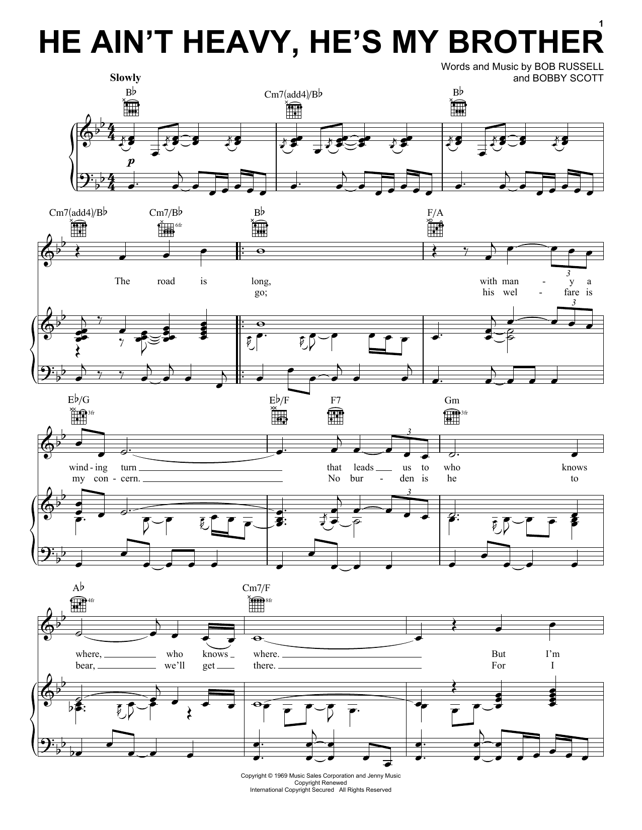 Neil Diamond He Ain't Heavy, He's My Brother sheet music notes and chords arranged for Ukulele
