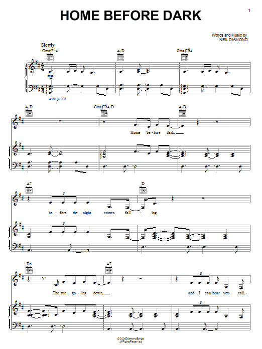Neil Diamond Home Before Dark sheet music notes and chords arranged for Piano, Vocal & Guitar Chords (Right-Hand Melody)