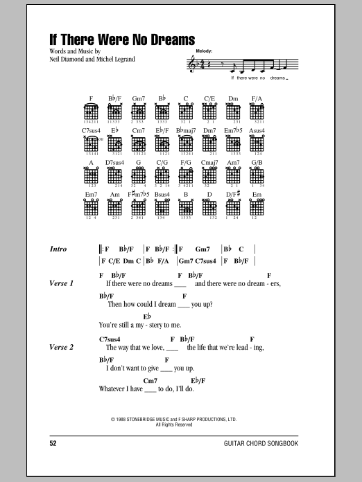 Neil Diamond If There Were No Dreams sheet music notes and chords arranged for Guitar Chords/Lyrics