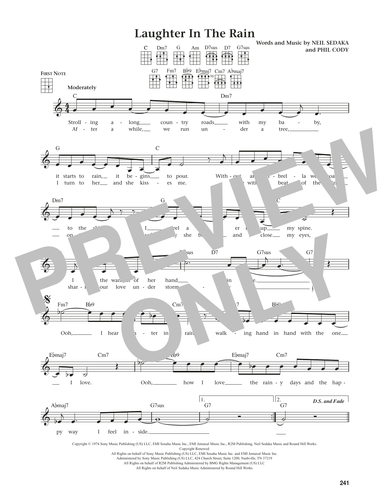 Neil Sedaka Laughter In The Rain (from The Daily Ukulele) (arr. Jim Beloff) sheet music notes and chords arranged for Ukulele