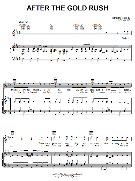 Neil Young After The Gold Rush sheet music notes and chords arranged for Solo Guitar
