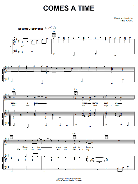 Neil Young Comes A Time sheet music notes and chords arranged for Guitar Tab (Single Guitar)