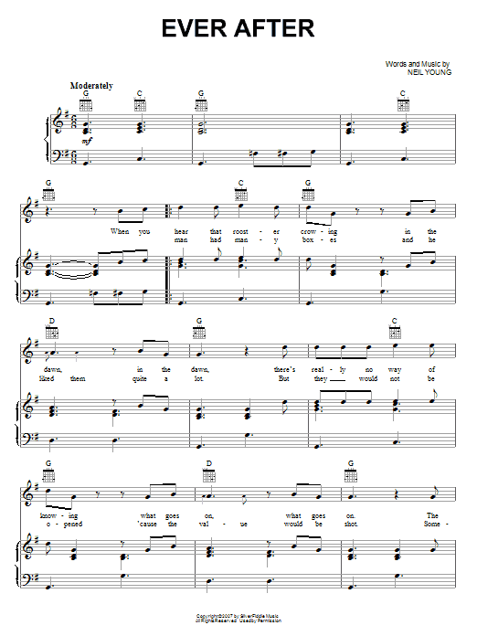 Neil Young Ever After sheet music notes and chords arranged for Piano, Vocal & Guitar Chords (Right-Hand Melody)