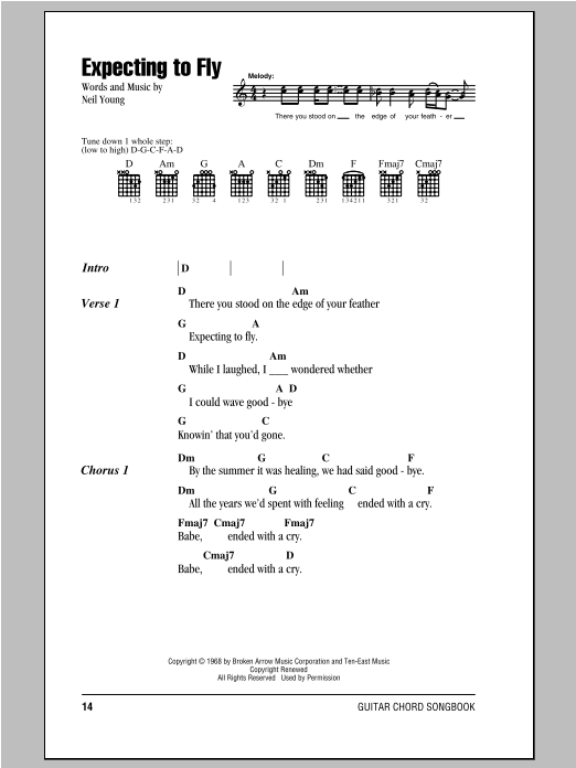 Neil Young Expecting To Fly sheet music notes and chords arranged for Guitar Rhythm Tab