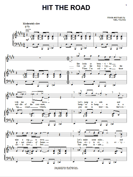Neil Young Hit The Road sheet music notes and chords arranged for Piano, Vocal & Guitar Chords (Right-Hand Melody)