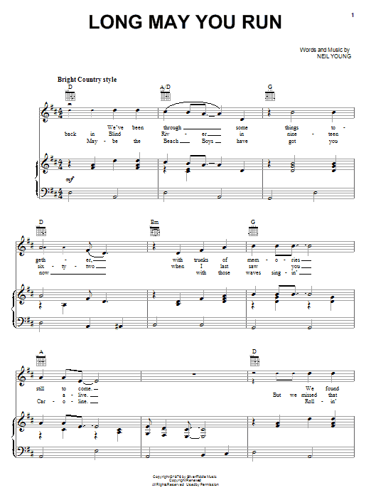 Neil Young Long May You Run sheet music notes and chords arranged for Guitar Rhythm Tab