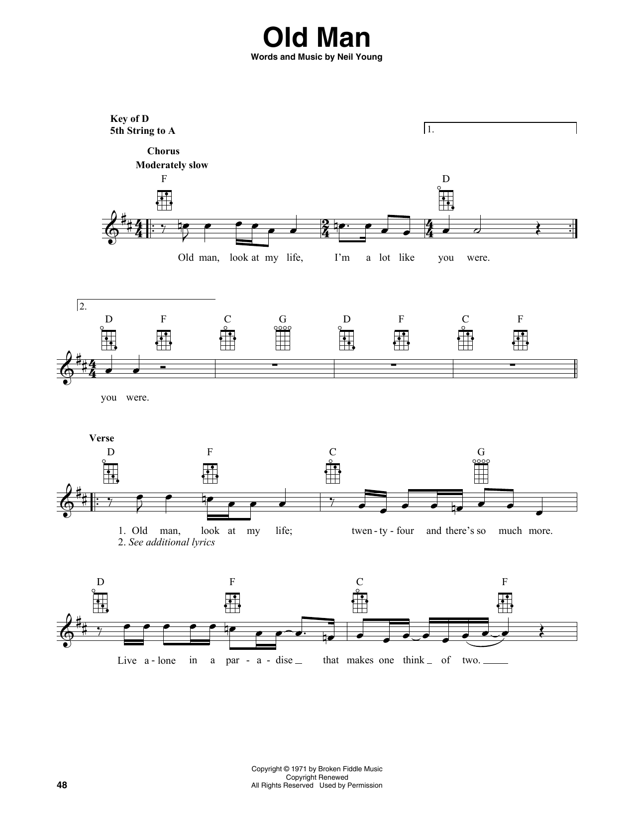Neil Young Old Man (arr. Fred Sokolow) sheet music notes and chords arranged for Banjo Tab