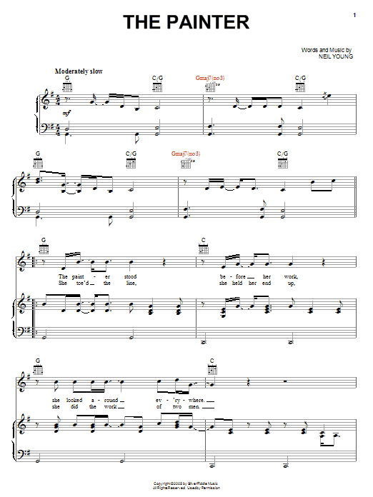Neil Young The Painter sheet music notes and chords arranged for Piano, Vocal & Guitar Chords (Right-Hand Melody)