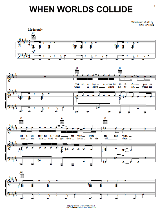 Neil Young When Worlds Collide sheet music notes and chords arranged for Piano, Vocal & Guitar Chords (Right-Hand Melody)