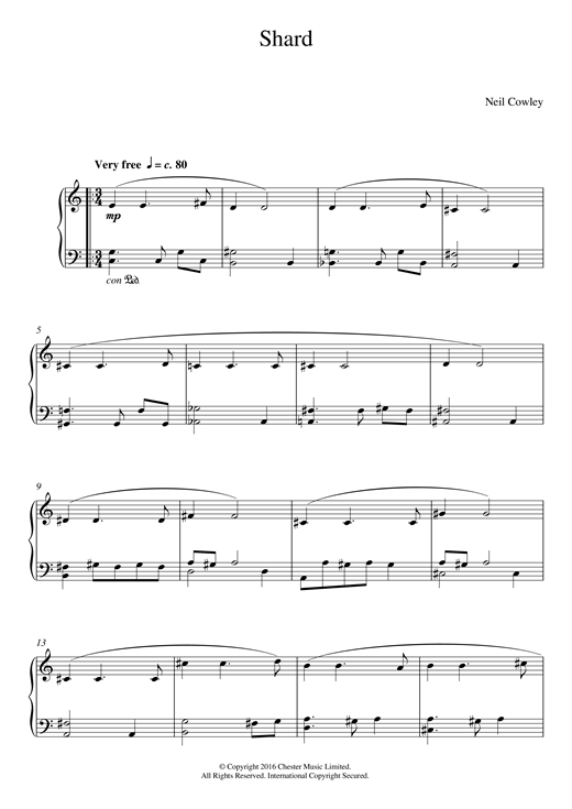 Neil Cowley Shard sheet music notes and chords arranged for Easy Piano