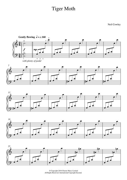 Neil Cowley Tiger Moth sheet music notes and chords arranged for Easy Piano
