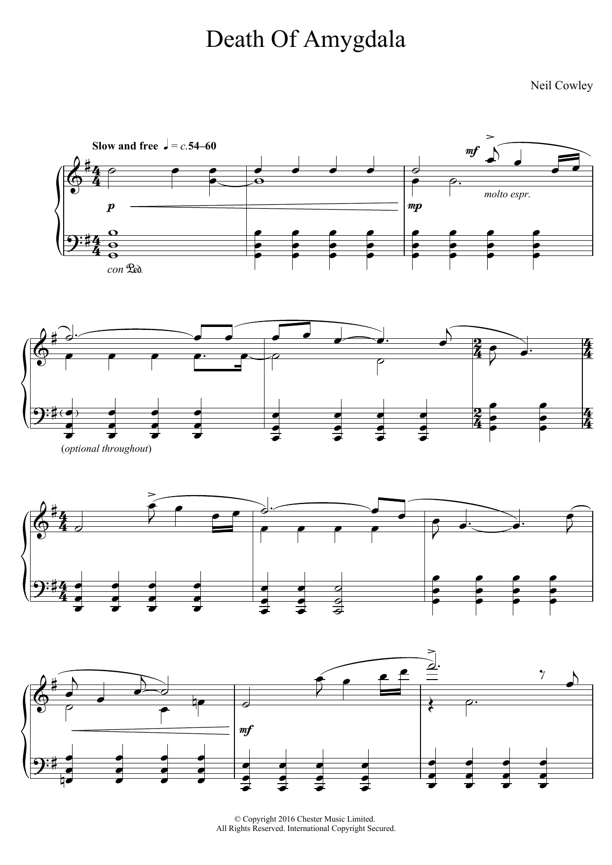 Neil Cowley Trio Death Of Amygdala sheet music notes and chords arranged for Piano Solo
