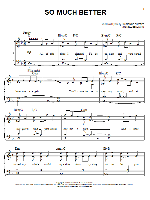 Laurence O'Keefe So Much Better (from Legally Blonde) sheet music notes and chords arranged for Easy Piano