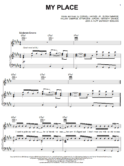 Nelly featuring Jaheim My Place sheet music notes and chords arranged for Piano, Vocal & Guitar Chords (Right-Hand Melody)
