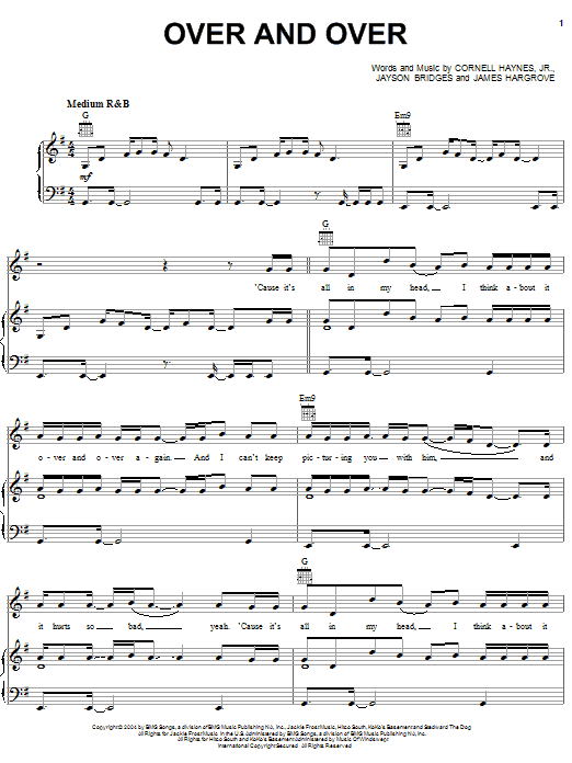 Nelly featuring Tim McGraw Over And Over sheet music notes and chords arranged for Piano, Vocal & Guitar Chords (Right-Hand Melody)