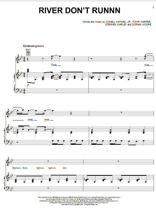 Nelly River Don't Runnn sheet music notes and chords arranged for Piano, Vocal & Guitar Chords (Right-Hand Melody)
